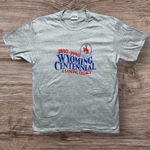 Vintage Wyoming t shirt single stitch men’s XL rare centennial print like new - Picture 1 of 6